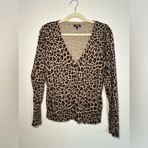192. Apt. 9 Animal Print Sweater Top - Picture 3 of 12